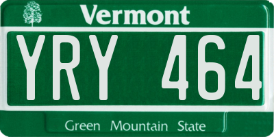 VT license plate YRY464