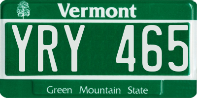 VT license plate YRY465