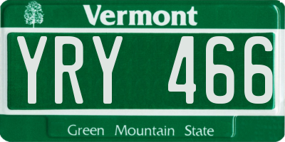 VT license plate YRY466