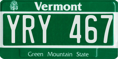 VT license plate YRY467