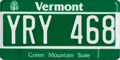 VT license plate YRY468