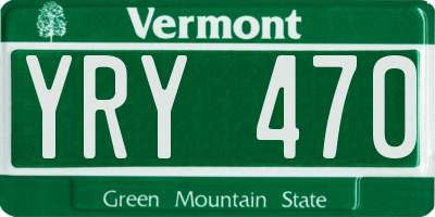 VT license plate YRY470