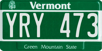VT license plate YRY473