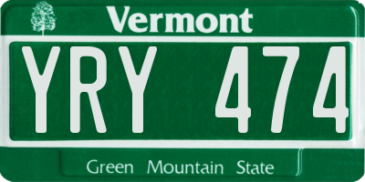 VT license plate YRY474