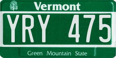 VT license plate YRY475