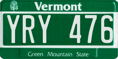 VT license plate YRY476