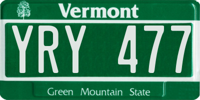 VT license plate YRY477