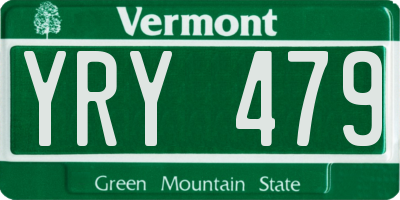 VT license plate YRY479