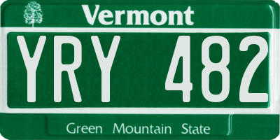 VT license plate YRY482