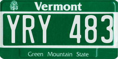 VT license plate YRY483