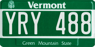 VT license plate YRY488
