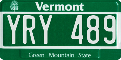 VT license plate YRY489