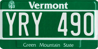 VT license plate YRY490