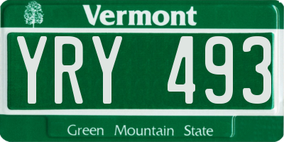 VT license plate YRY493