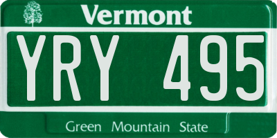 VT license plate YRY495