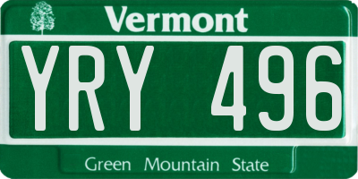 VT license plate YRY496