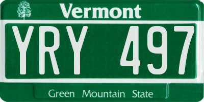 VT license plate YRY497