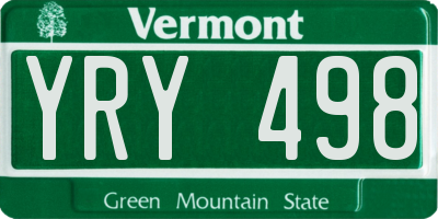 VT license plate YRY498