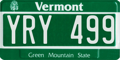 VT license plate YRY499