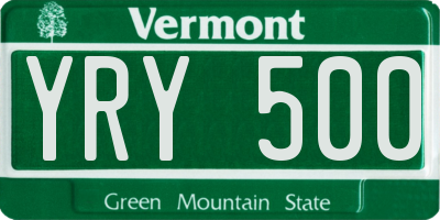 VT license plate YRY500
