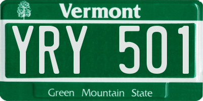 VT license plate YRY501