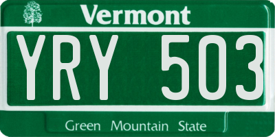 VT license plate YRY503