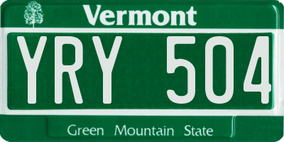 VT license plate YRY504
