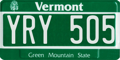 VT license plate YRY505