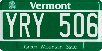 VT license plate YRY506
