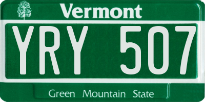 VT license plate YRY507