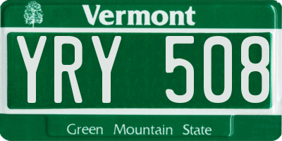 VT license plate YRY508