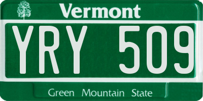 VT license plate YRY509