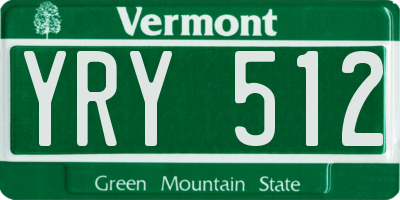 VT license plate YRY512