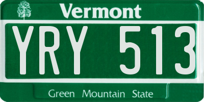 VT license plate YRY513