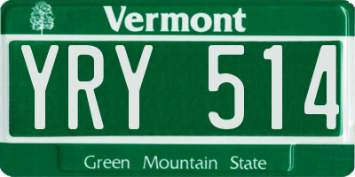 VT license plate YRY514