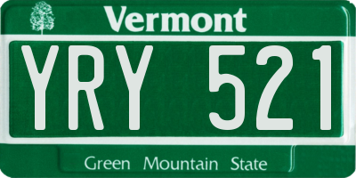 VT license plate YRY521