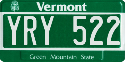 VT license plate YRY522