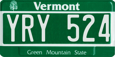 VT license plate YRY524