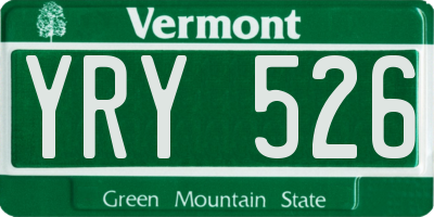 VT license plate YRY526