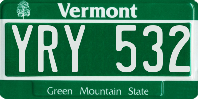 VT license plate YRY532