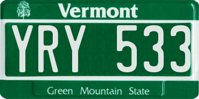 VT license plate YRY533