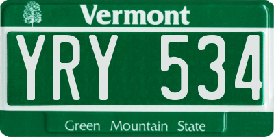 VT license plate YRY534