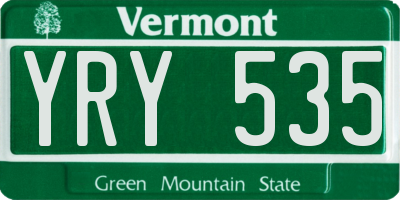VT license plate YRY535