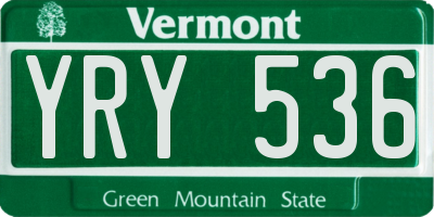 VT license plate YRY536