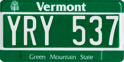 VT license plate YRY537