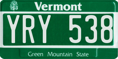 VT license plate YRY538