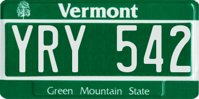 VT license plate YRY542