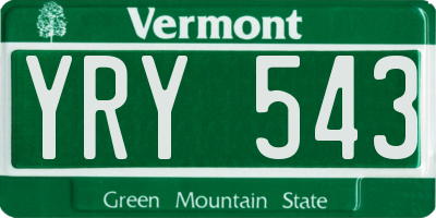VT license plate YRY543