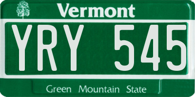 VT license plate YRY545