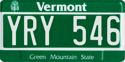 VT license plate YRY546